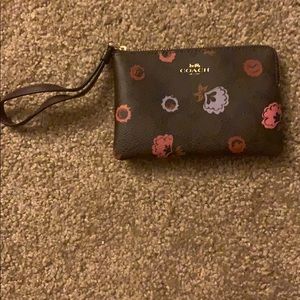 Coach wristlet dark purple floral